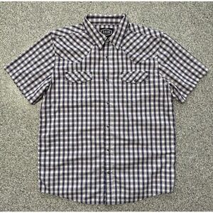 Gibson Trading Co Pearl Snap Shirt Mens L Short Sleeve Button Up Plaid Western